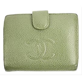 Chanel Olive Green Caviar Cc Logo Snap Bifold Flap 28cca606 Ccjy9 Wallet