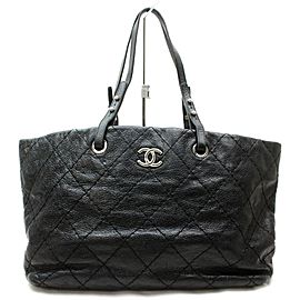 Chanel On The Road Caviar Soft 872535 Black Leather Tote