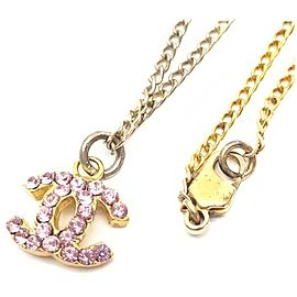 Chanel 02p Pink Crystal CC Necklace 862195