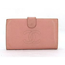 Chanel Pink Long Caviar Cc Logo 219342 Wallet