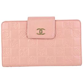 Chanel Pink Chocolate Bar Quilted Long Flap Wallet 108c18