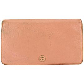 Chanel Pink Leather Button Line Flap Wallet 70ccs126