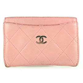 Chanel Pink Quilted Lambskin CC Card Holder Wallet 273ccs216