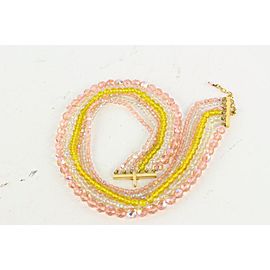 Chanel Rare Pink x Yellow Multi Strand Bead Stone Choker Necklace 929cas88