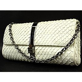 Chanel Python Flap 219333 White Patent Leather Shoulder Bag