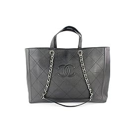 Chanel Quilted Caviar 2way Shopper Tote 3cz0116 Black Leather Shoulder Bag