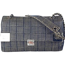 Chanel Quilted Cc Chain Flap 17cca61 Charcoal with Blue Tone Denim Shoulder Bag