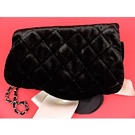 Chanel Quilted Flower Chain Flap 230346 Black Velou Shoulder Bag