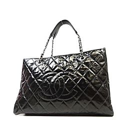 Chanel Quilted Grand Shopper Tote 228284 Black Patent Leather Shoulder Bag