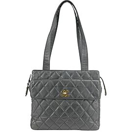 Chanel Quilted Pocket Tote 9ck1220 Black Vinyl Shoulder Bag