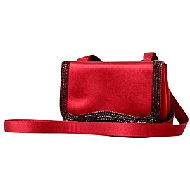 Chanel Sequin Flap 213088 Red Satin Cross Body Bag