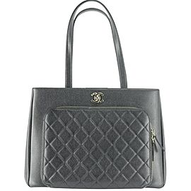 Chanel Shopping Bag 9ck1211 Black Caviar Leather Tote