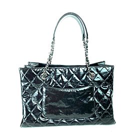 Chanel Shopping Extra Large Gst Distressed Grand 8cc717 Black Patent Leather Tote