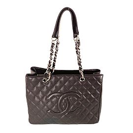 Chanel Shopping Grand Silver Gst 13ca531 Brown Caviar Leather Tote