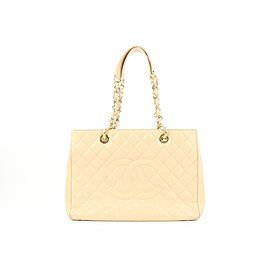 Chanel GST Beige Caviar Leather Grand Shopping Tote Chain Bag 10ccs114