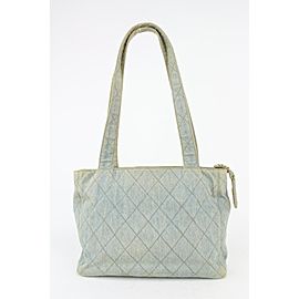 Chanel Light Blue Quilted Denim Zip Shopper Tote Bag 5cas720