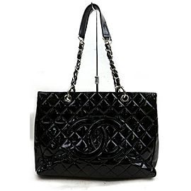 Chanel Shopping Tote Quilted Gst Grand 871826 Black Patent Leather Shoulder Bag