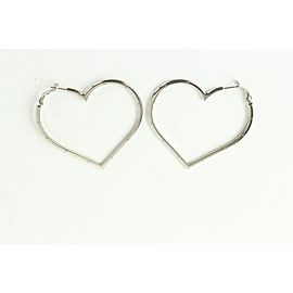 Chanel 04P CC Heart Hoop Earrings Silver Pierce Pierced Hoops 101c9