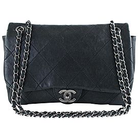 Chanel Soft Caviar Maxi Flap 4ct1012 Black Leather Cross Body Bag