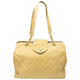 Chanel Supermodel Extra Large Beige 896035 Yellow Vinyl Shoulder Bag