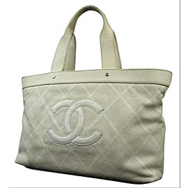 Chanel Timeless Perforated Cc Up In The Air 218174 Off-white Calfskin Tote