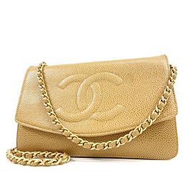 Chanel Timeless Wallet on Chain Caviar Cc Flap 233989 Beige Leather Cross Body Bag