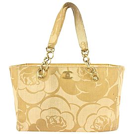 Chanel Camellia Raffia CC Logo Chain Tote bag 115c9