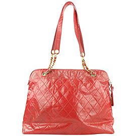 Chanel Large Red Quilted Vinyl Chain Tote Bag 48ccs115