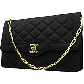 Chanel Two-tone Cc Logo Paris Edition Flap 224337 Black Quilted Satin Shoulder Bag