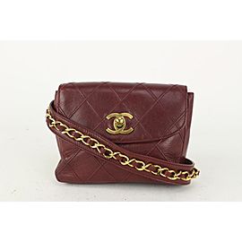 Chanel Quilted Burgundy Leather Waist Pouch Belt Bag Bum Fanny 162c730