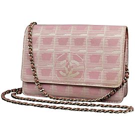 Chanel Wallet on Chain 227228 Pink Coated Canvas Cross Body Bag