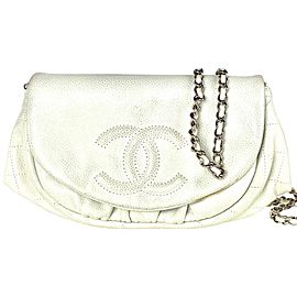 Chanel Wallet on Chain Caviar Half Moon Crescent Flap 2ca61 Off-white Leather Cross Body Bag