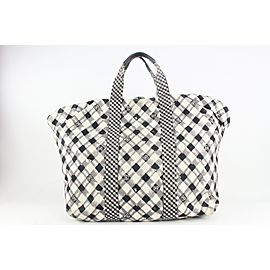 Chanel XL Black x White Cross Hatch Quilted Graphic Tote Bag 115c20