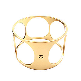 Chanel Gold Tone Holes Wide Cuff Bracelet