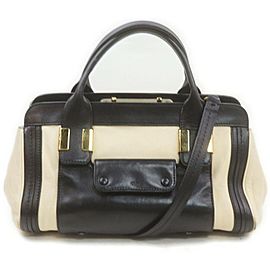 Chloe Two-Tone Black Boston Bag Duffle with Strap 863227