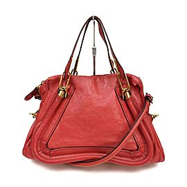 Chloé Red Leather Paraty 2way Shoulder Bag 863412