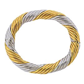 Two-Tone Gold Twist Bangle Bracelet Set