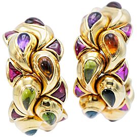 Chopard 18 Karat Yellow Gold Multicolored Gemstone Large Earring