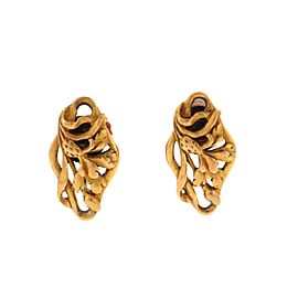 20K Yellow Gold Nouveau Floral Earrings