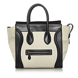 Celine Mini Luggage Tote Canvas and Leather Handbag