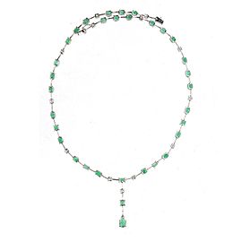 14.67 Carat Emerald and White Diamond Drop Design Necklace