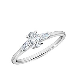 0.30 Ct Oval and Baguette Cut Petite Lab Grown Diamond Ring in 14K White Gold (E-F, VS1-VS2, 0.30 cttw) by MadeForUs