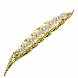 MIKIMOTO 18k Yellow Gold Pearl Diamond Brooch LXGQJ-1215