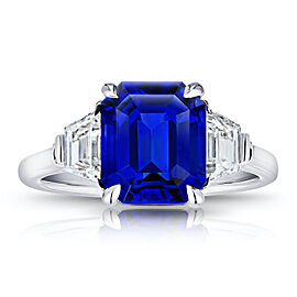 David Gross Emerald Blue Sapphire and Diamond Ring