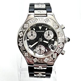 CARTIER CHRONOSCAPH Chronograph Quartz Steel DIAMOND Watch