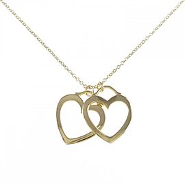 TIFFANY & Co 18K Yellow Gold Sentimental Double Hear Necklace LXGKM-87