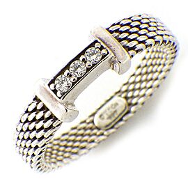 Tiffany & Co 925 Silver Somerset Mesh Diamond Ring US 5.75 LXWBJ-621