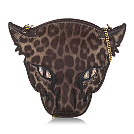 Stella McCartney Leopard Head Pony Hair Crossbody Bag