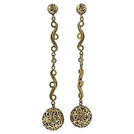 Kieselstein Cord Diamond Gold Long Ball Drop Earrings