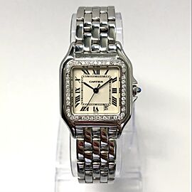 CARTIER PANTHÉRE 27mm Steel Watch Diamond Bezel